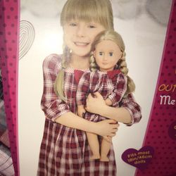 Girls Dress with Dress For Doll-Size 6-Brand New!