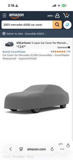 Mercedes Benz SL 500 Car cover (used)