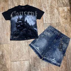ConCept Shirt & Rhinestone jorts set