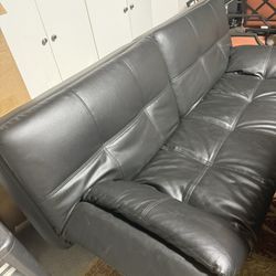 Black Faux Leather Sofa 