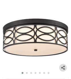 CLAXY Dimmable LED Ceiling Light White Linen Drum Shade Flush Mount Ceiling Light...