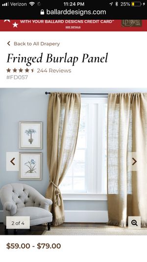 Ballard Designs Fringed Burlap Curtains And Queen Bed Skirt For