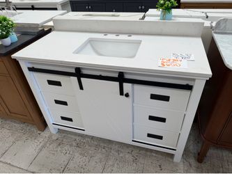 White bathroom vanity 49”w