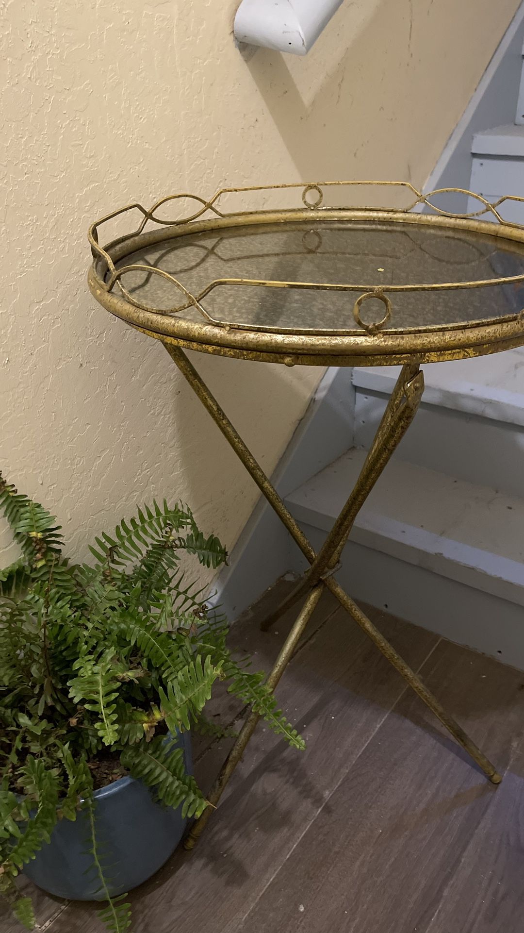 Mirror Top Gold Leaf End Table