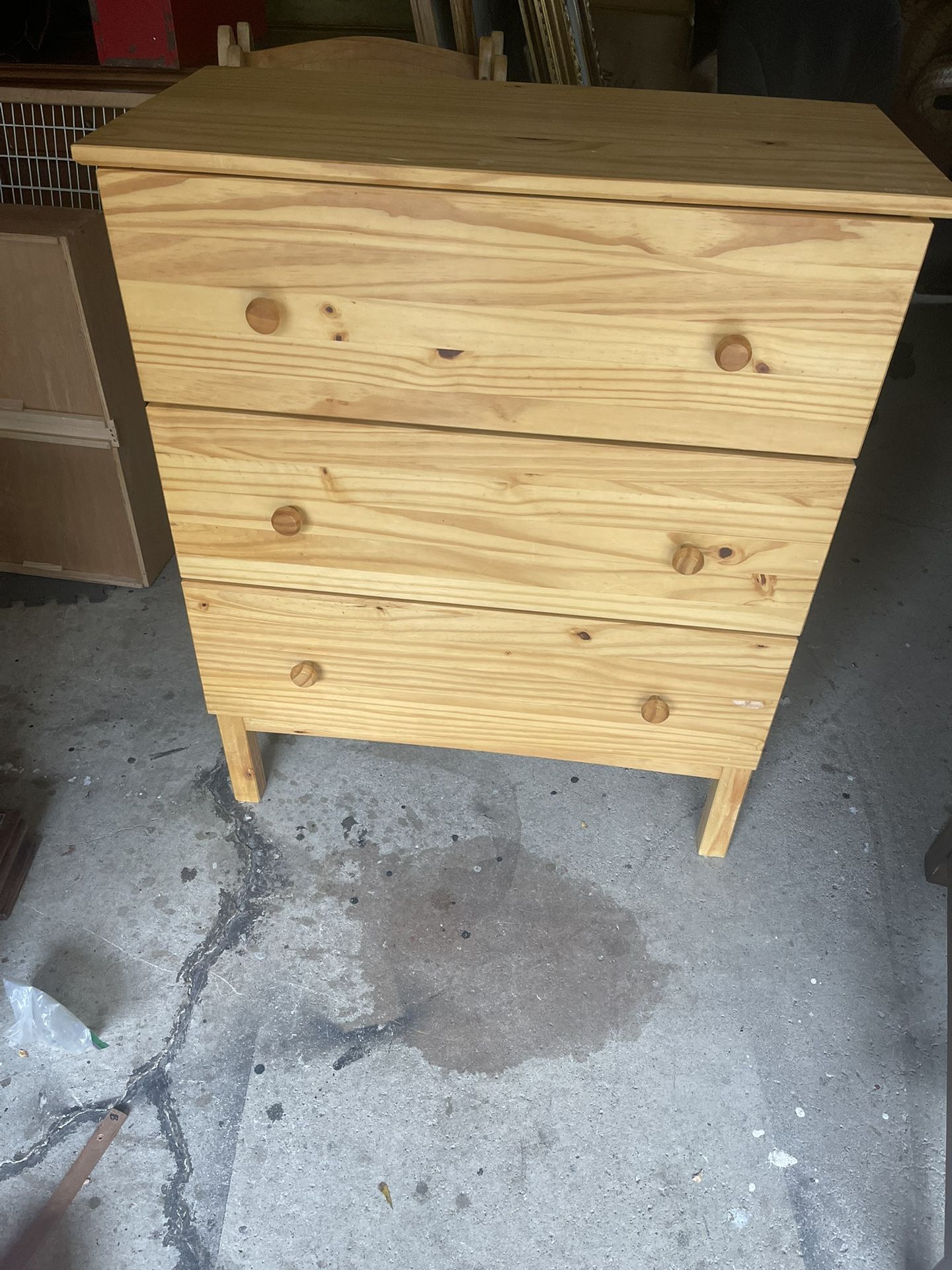 Solid Light pine three drawer tall chest