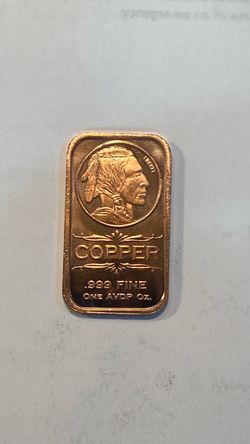 1 oz .999 Fine Copper Bar Buffalo Design