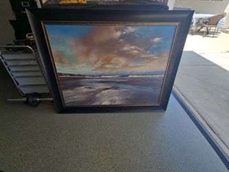 Large Framed Beach Seascape Wall Art
