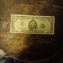 1995 5 Dollar Bill