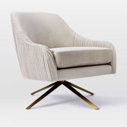 Set of 2 West Elm Roar Rabbit Pleated Swivel Chairs