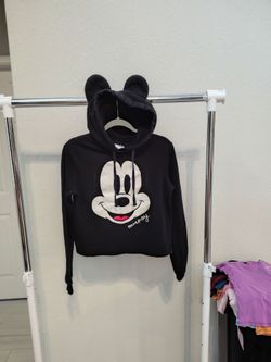 Disney black cropped hoodie, Mickey mouse, size XS, women's