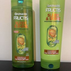 1 Set Garnier Fructis Sleek & Shine Shampoo 12.5 fl oz & Conditioner 12 fl oz New