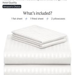 New 6piece Cream Stripped Sheets 