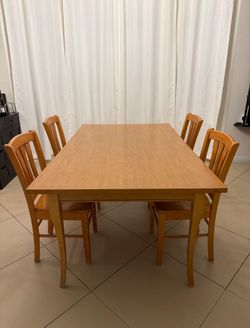 Dining Table with 4 Chairs - Solid Wood