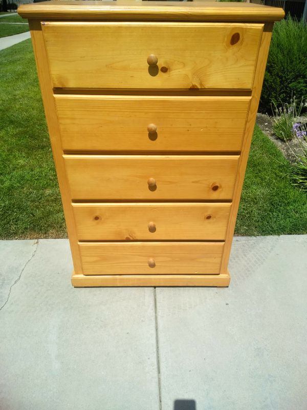 1 Solid Heavy Duty Real Pinewood Tall Boy Dresser Chest For Sale