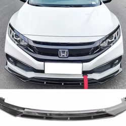 Fits 19-21 Honda Civic IKON V3 Style Front Bumper Lip Spoiler 2PC - Gloss Black