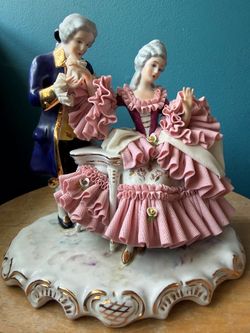 German Dresden Style Courting Couple Porcelain Figurine