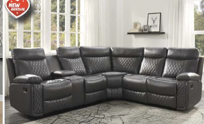 Grey Family Size Recliner Sectional