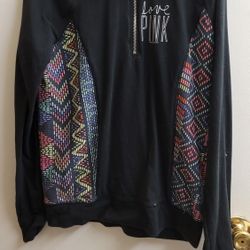 Medium Victoria Secret Zippered Hoodie Hooded Sweatshirt Jacket