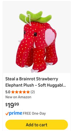 3 Brain-rot Plushies - 67 Blue Version + Red & Yellow - Strawberry Elephant