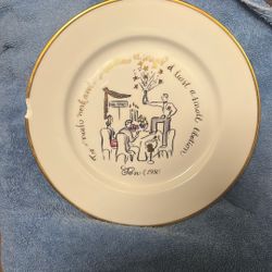 Vintage Happy New Year 1980 Rosanna Plate W/Gold trim Wall Street Themed