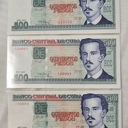 3 Billetes 500 Pesos 2023 Series Coleccionables