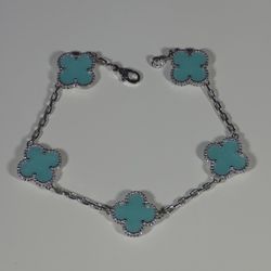 Van Cleef & Arpels Bracelet Alhambra Guilloche 18k White Gold 5 Motifs Bracelet