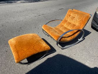 Vintage Mid-Century Modern Renato Zevi Selig Rocking Chair /w Footstool Made in Italy (Needs TLC)