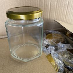 12 X 6 Ounce (oz.) Hexagon Jars New In Box