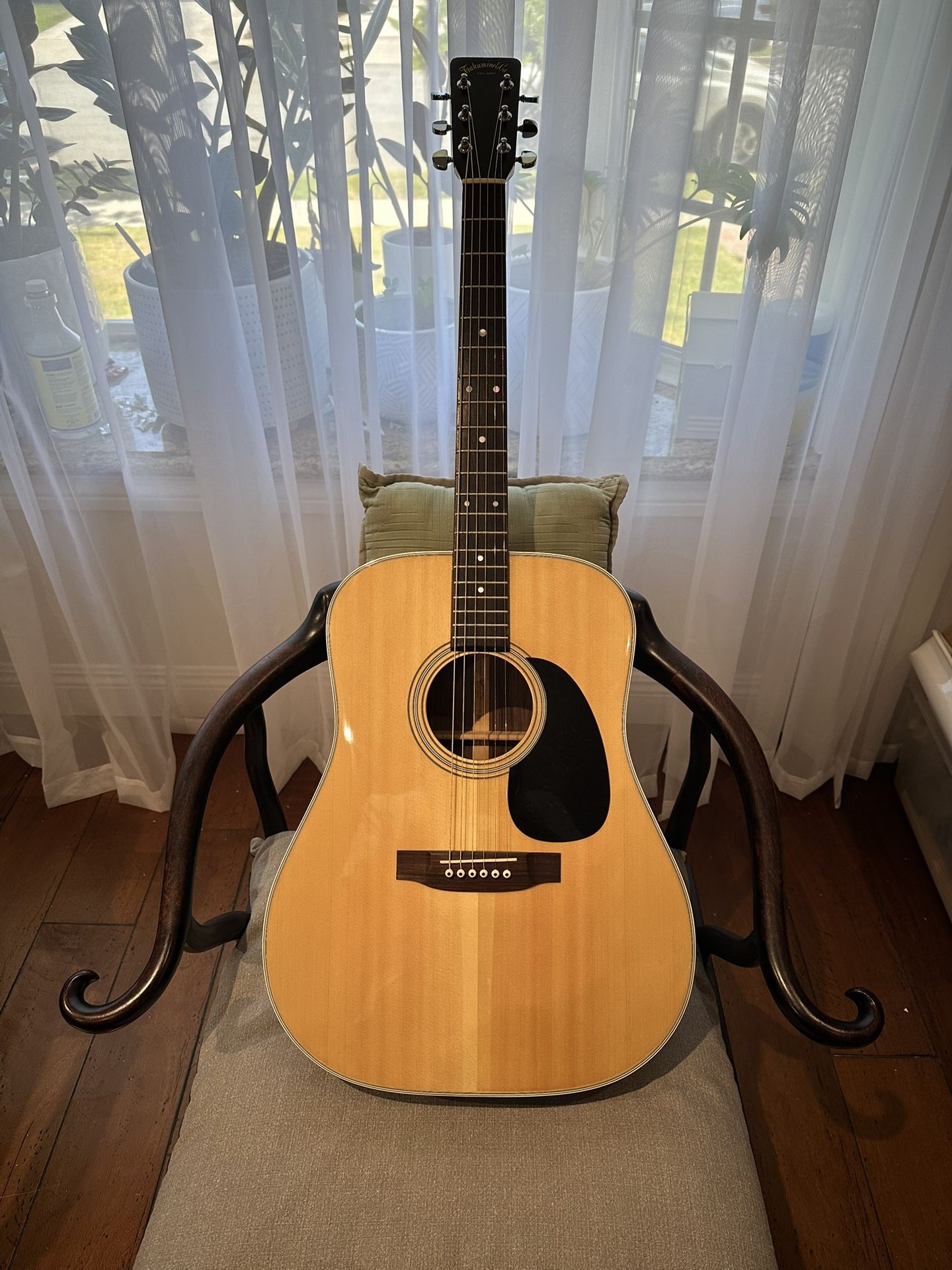 Takamine 1976 F-360 Rare Lawsuit Era vintage acoustic guitar with hard case.