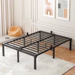 FUIOBYVV Full Size Bed Frame 18 inch Heavy Duty Metal Platform Bed Frame Full Support Up to 3500 lbs,No Box Spring Needed/No Shaking/Steel Slat Suppor