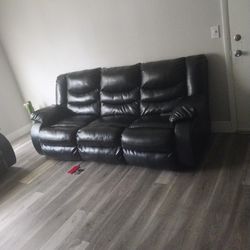 Black Leather Couch Set