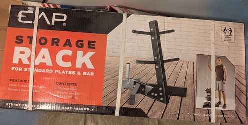 Storage Rack For Weights And A Barbell