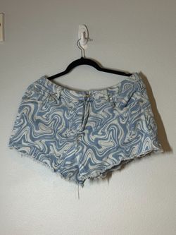 Marble Bleached Design Denim Shorts