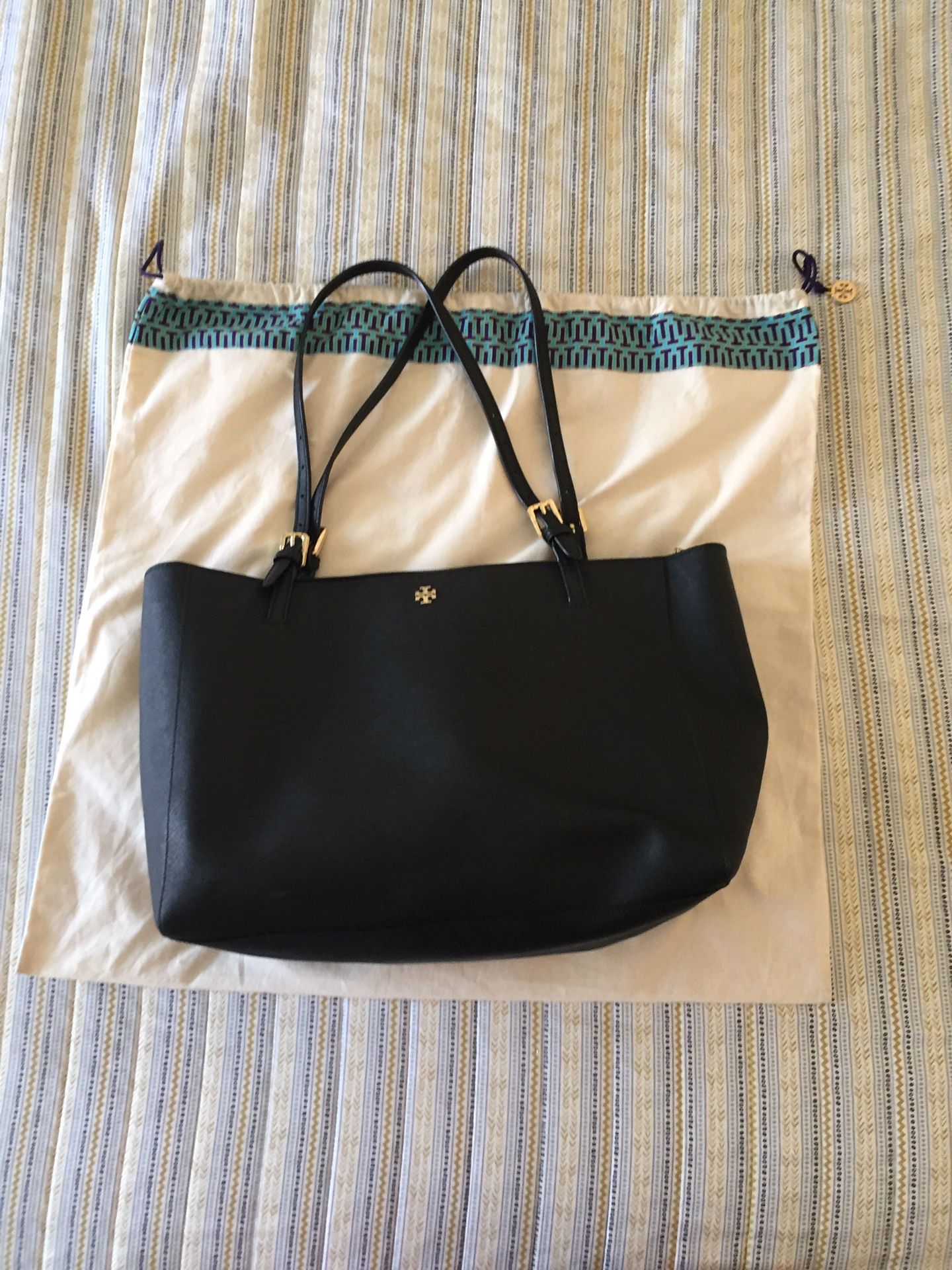Tory Burch — Large Black, Buckled York Tote DUST BAG INCLUDED