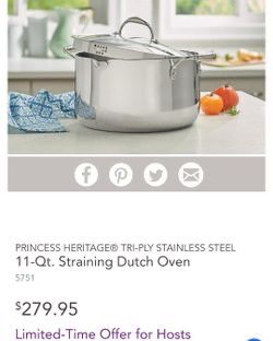 Princess House Olla De 11qts Triply