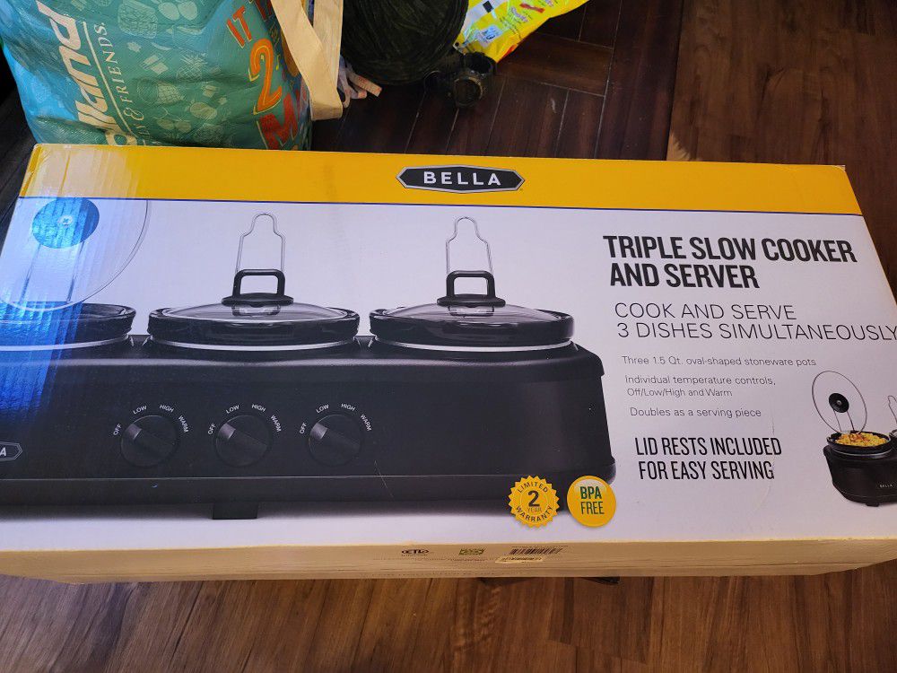 New Bella Triple Slow Cooker And Server for Sale in Ventura, CA - OfferUp