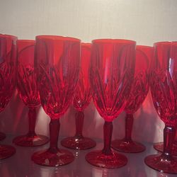 12 Red Beverage Glasses