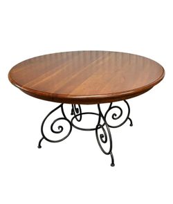 Ethan Allen “Maison” Wrought Iron Base Dining Table With One Leaf. 4 chairs