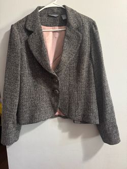 Gray Tweed Blazer with Pink Lining