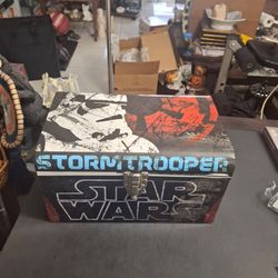 Star Wars Metal Storage Chest Featuring Stormtrooper & Vader Graphics - Latch On Front W/Rope Side Handles 12.25 x 7.75 x 6.75"H