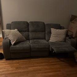 Gray Electric Recliner Couch Set . 