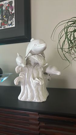 Dolphins statue signed 15”