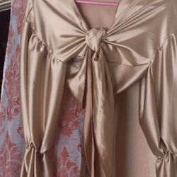 Crop Tie Front Gold Shirt 