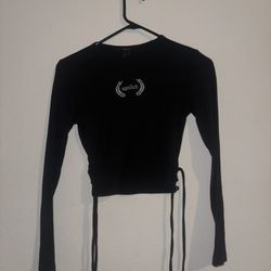 womens size small sweater cardigan spoiled top embroidery forever 21 designer embroidery logo fashion side lacing skin tight cute top for the summer