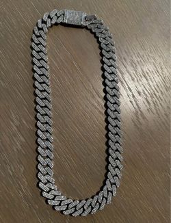24 inch stainless steel Cuban link cubic zirconia necklace 15mm