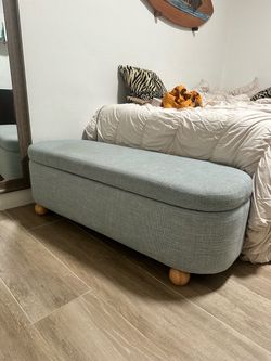 Ottoman Storage Bench with Wood Ball Feet