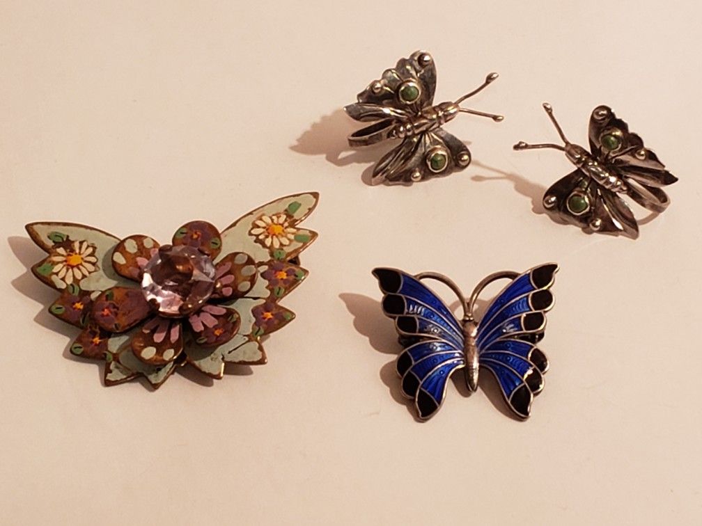 Vintage Butterfly Pins & Earrings