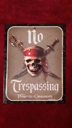Disney Pirates of the Caribbean No Trespassing Aluminium Door Sign 8 1/2 x11