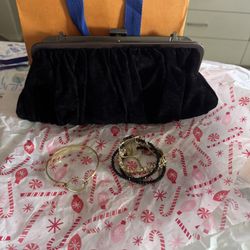 Coral/ Gold Clutch Purse With chain 