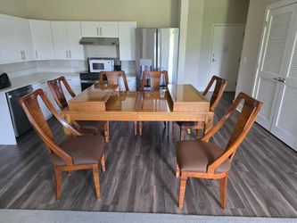 Six person solid wood table